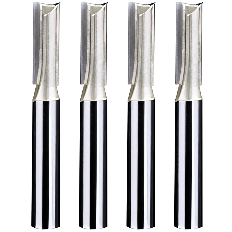 NACX 1/4-inch Shank, 1/4-inch Cutting Dia, 2-Flute Straight Router Bit, Carbide Tipped Plunge Router Bit, 4pcs - Image 1